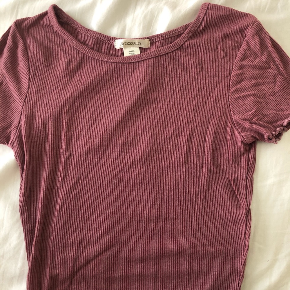 Tillys Ribbed Lettuce Trim Mauve Top Size Small